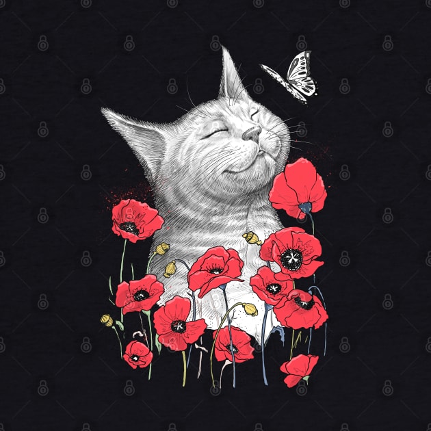 Cat in poppies by NikKor
